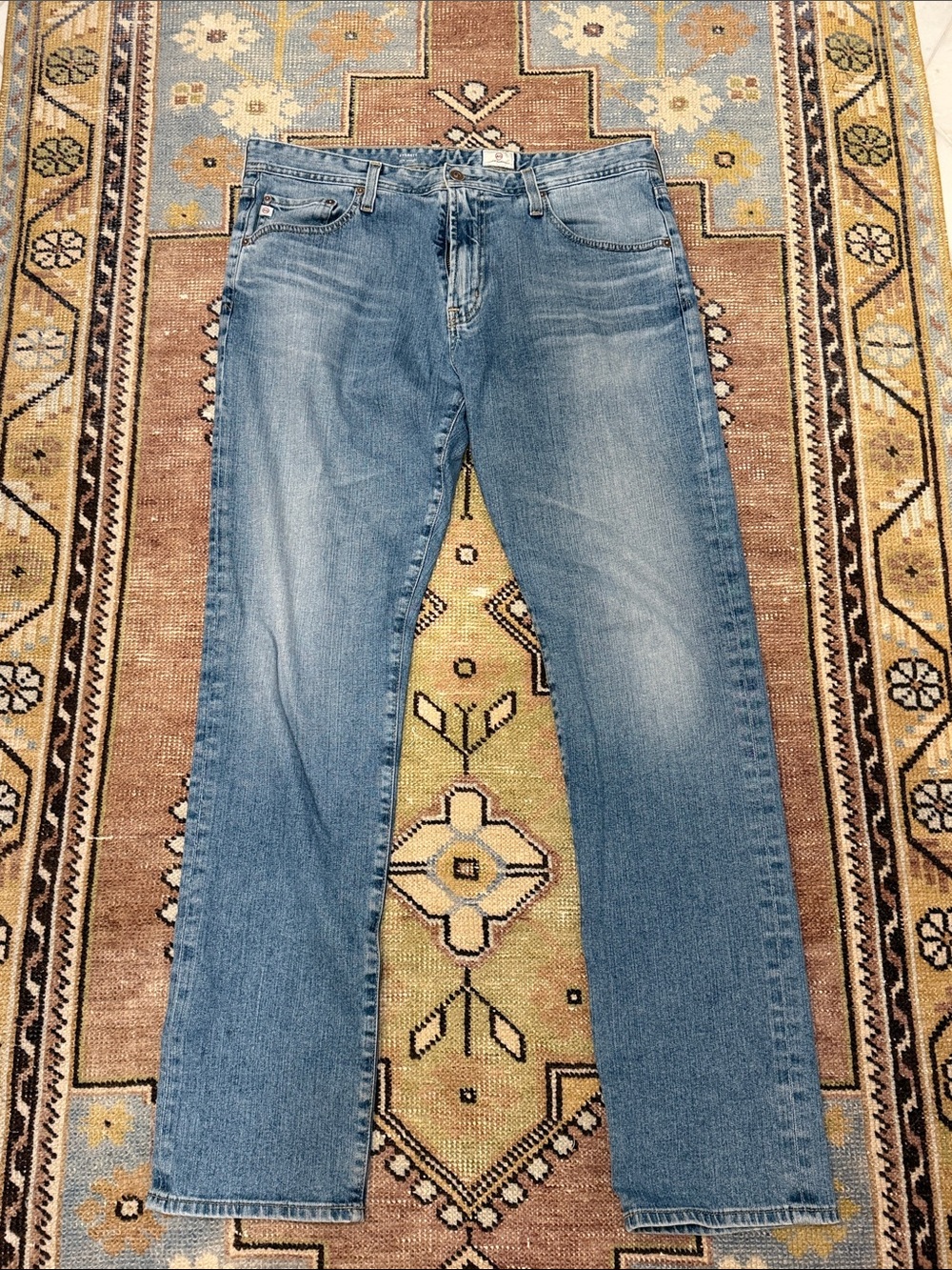 Ag Adriano Goldschmied Men's Slim Straight Jeans in Light Blue